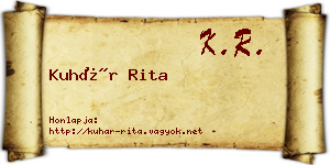 Kuhár Rita névjegykártya