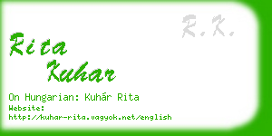 rita kuhar business card