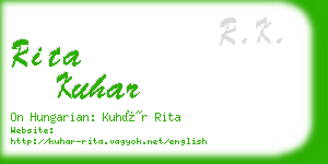 rita kuhar business card